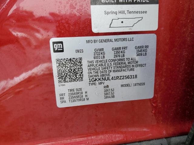 1GKKNUL41PZ256318 - 2023 GMC ACADIA SLT RED photo 12