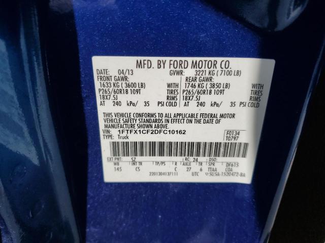 1FTFX1CF2DFC10162 - 2013 FORD F150 SUPER CAB BLUE photo 13