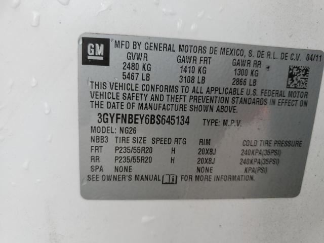 3GYFNBEY6BS645134 - 2011 CADILLAC SRX PERFORMANCE COLLECTION Ақ фото 13