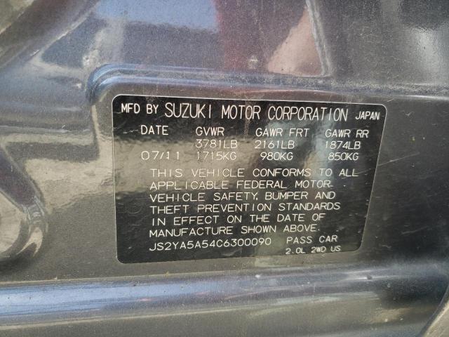 JS2YA5A54C6300090 - 2012 SUZUKI SX4 GRAY photo 12