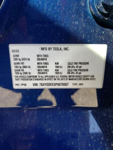 7SAYGDEE5PA078067 - 2023 TESLA MODEL Y BLUE photo 13