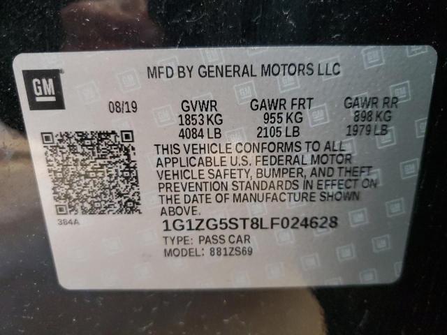 1G1ZG5ST8LF024628 - 2020 CHEVROLET MALIBU RS 黑色 照片 12