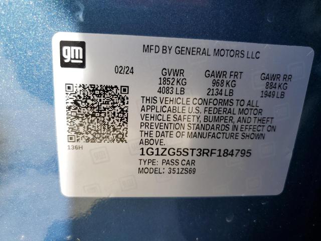 1G1ZG5ST3RF184795 - 2024 CHEVROLET MALIBU RS 蓝色 照片 12