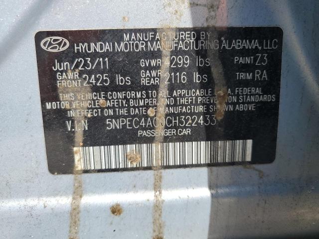 5NPEC4AC0CH322433 - 2012 HYUNDAI SONATA SE GRAY photo 12