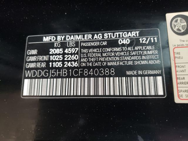 WDDGJ5HB1CF840388 - 2012 MERCEDES-BENZ C 350 BLACK photo 10