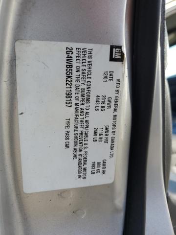 2G4WB55K221198157 - 2002 BUICK REGAL LS SILVER photo 12