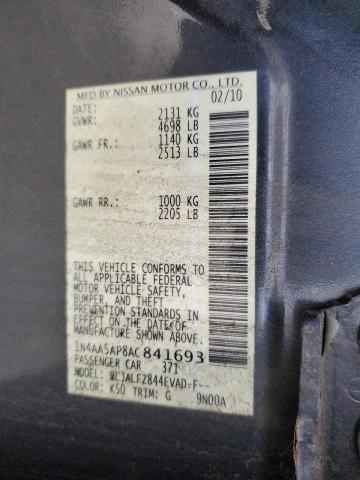 1N4AA5AP8AC841693 - 2010 NISSAN MAXIMA S CHARCOAL photo 13