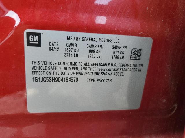 1G1JC5SH9C4184579 - 2012 CHEVROLET SONIC LT RED photo 12