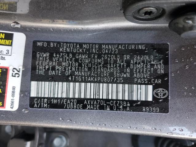 4T1G11AK4PU807735 - 2023 TOYOTA CAMRY SE NIGHT SHADE GRAY photo 13