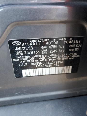 KMHFH4JG9DA249494 - 2013 HYUNDAI AZERA GLS GRAY photo 12