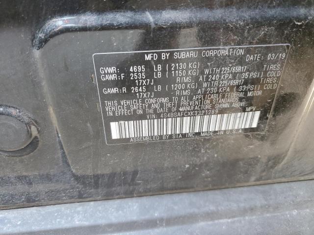 4S4BSAFCXK3321289 - 2019 SUBARU OUTBACK 2.5I PREMIUM GRAY photo 13