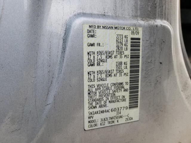 5N1AR1NB4AC603779 - 2010 NISSAN PATHFINDER S 银色 照片 14