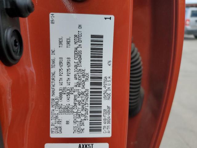 5TFDW5F13FX420638 - 2015 TOYOTA TUNDRA CREWMAX SR5 ORANGE photo 12