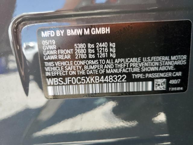 WBSJF0C5XKB448322 - 2019 BMW M5 GRAY photo 13