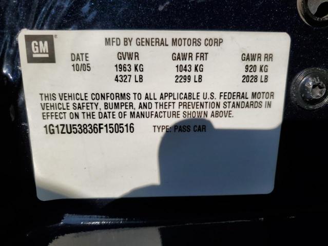 1G1ZU53836F150516 - 2006 CHEVROLET MALIBU LTZ ლურჯი ფოტო 12