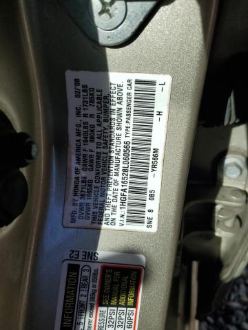 1HGFA16528L060566 - 2008 HONDA CIVIC LX CREAM photo 12