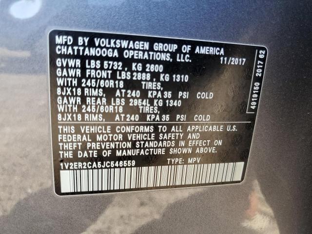 1V2ER2CA5JC546559 - 2018 VOLKSWAGEN ATLAS SEL Boz foto 13