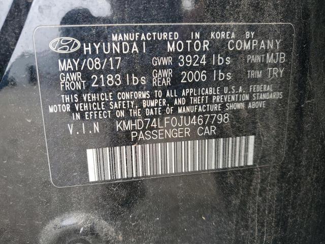 KMHD74LF0JU467798 - 2018 HYUNDAI ELANTRA SE BLACK photo 12