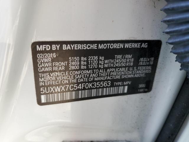 5UXWX7C54F0K35563 - 2015 BMW X3 XDRIVE35I WHITE photo 13