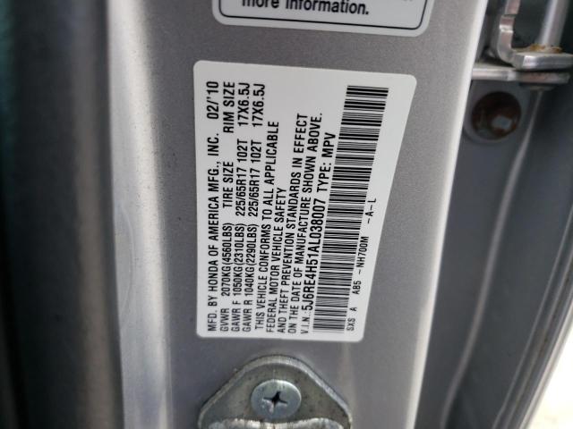 5J6RE4H51AL038007 - 2010 HONDA CR-V EX SILVER photo 13