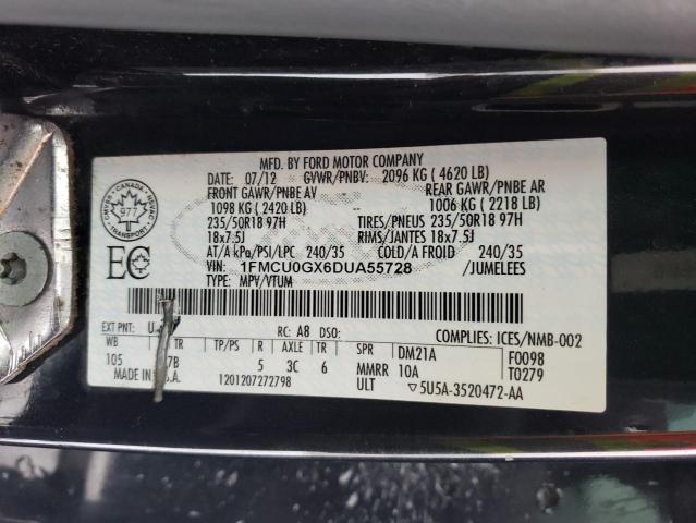 1FMCU0GX6DUA55728 - 2013 FORD ESCAPE SE BLACK photo 13