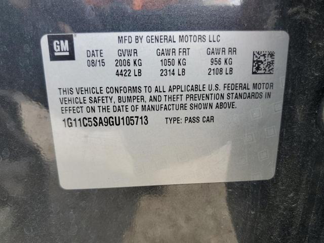 1G11C5SA9GU105713 - 2016 CHEVROLET MALIBU LIM LT 石墨色 照片 12