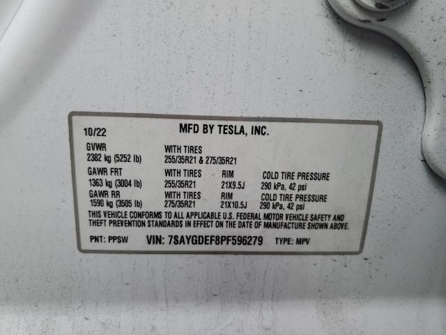 7SAYGDEF8PF596279 - 2023 TESLA MODEL Y WHITE photo 12