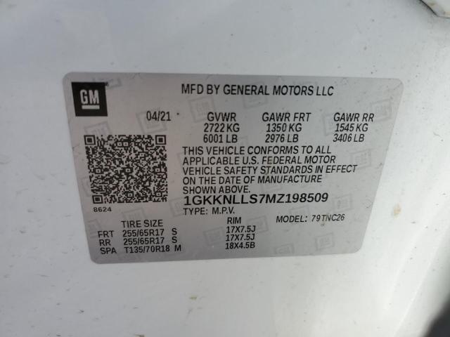 1GKKNLLS7MZ198509 - 2021 GMC ACADIA AT4 WHITE photo 12