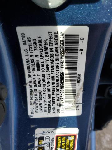 19XFA16549E028856 - 2009 HONDA CIVIC LX BLUE photo 12