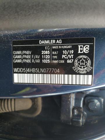 WDD5J4HB5LN077704 - 2020 MERCEDES-BENZ CLA 250 4MATIC BLUE photo 12