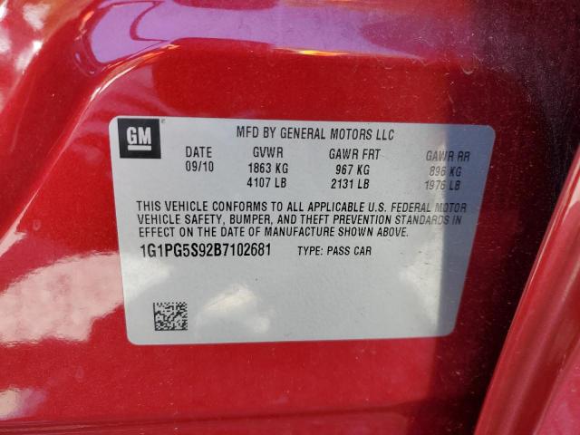 1G1PG5S92B7102681 - 2011 CHEVROLET CRUZE LT RED photo 12