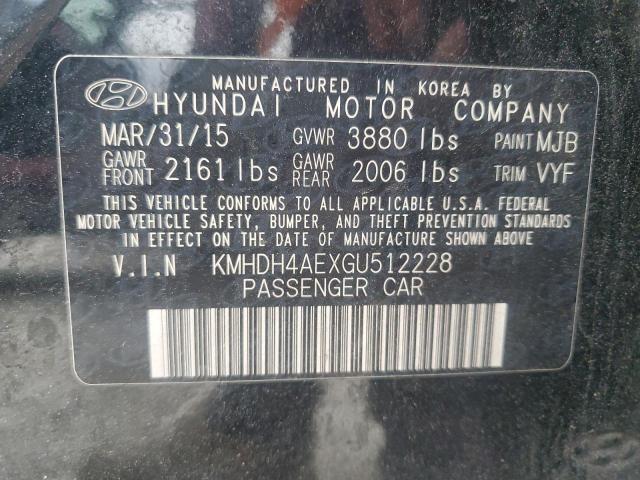 KMHDH4AEXGU512228 - 2016 HYUNDAI ELANTRA SE BLACK photo 13