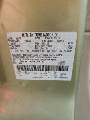 1FMCU03178KD67723 - 2008 FORD ESCAPE XLT GREEN photo 13