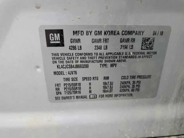 KL4CJCSB4JB693200 - 2018 BUICK ENCORE ESSENCE SILVER photo 13