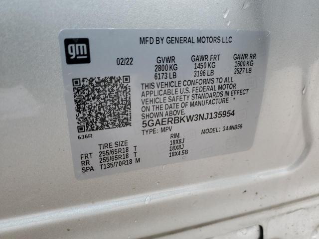 5GAERBKW3NJ135954 - 2022 BUICK ENCLAVE ESSENCE ვერცხლისფერი ფოტო 14