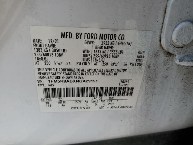 1FM5K8ABXNGA29191 - 2022 FORD EXPLORER POLICE INTERCEPTOR 白色 照片 13