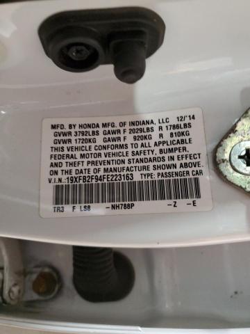 19XFB2F94FE223163 - 2015 HONDA CIVIC EXL WHITE photo 13