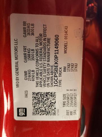 1GCPSBEK0P1149060 - 2023 CHEVROLET COLORADO 红色 照片 12