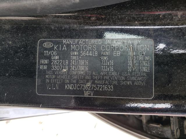 KNDJC736275721633 - 2007 KIA SORENTO EX BLACK photo 13