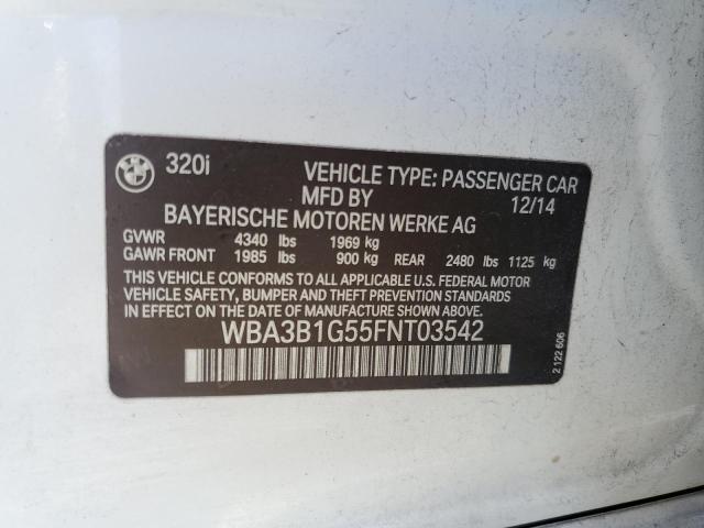 WBA3B1G55FNT03542 - 2015 BMW 320 I WHITE photo 12