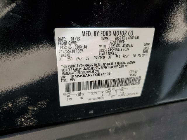 1FM5K8AR7FGB91696 - 2015 FORD EXPLORER POLICE INTERCEPTOR Qara foto 12