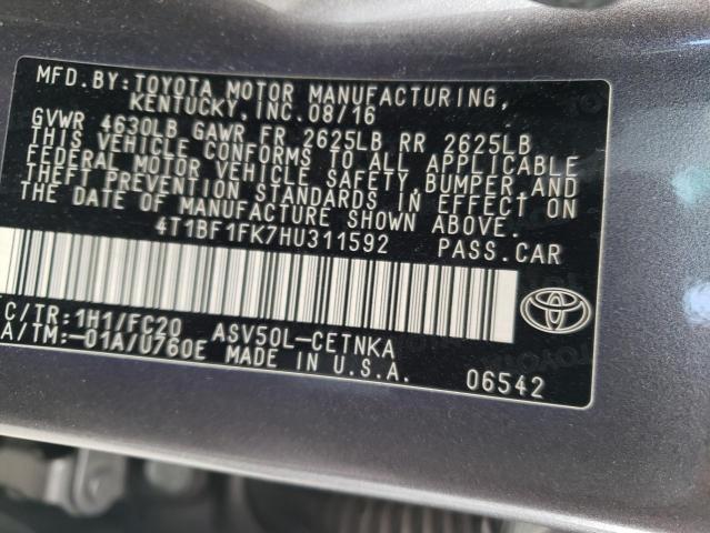 4T1BF1FK7HU311592 - 2017 TOYOTA CAMRY LE GRAY photo 12