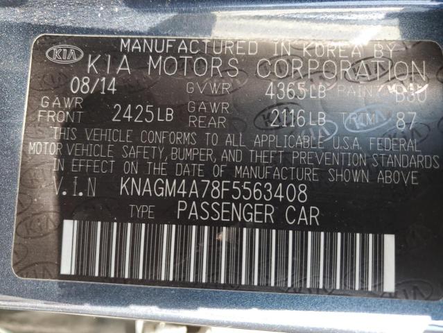 KNAGM4A78F5563408 - 2015 KIA OPTIMA LX BLUE photo 12