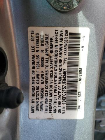 19XFC2F57JE043467 - 2018 HONDA CIVIC LX SILVER photo 12