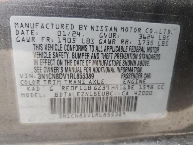 3N1CN8DV1RL855389 - 2024 NISSAN VERSA S GRAY photo 12