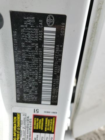 4T1B11HK0KU854091 - 2019 TOYOTA CAMRY L WHITE photo 12