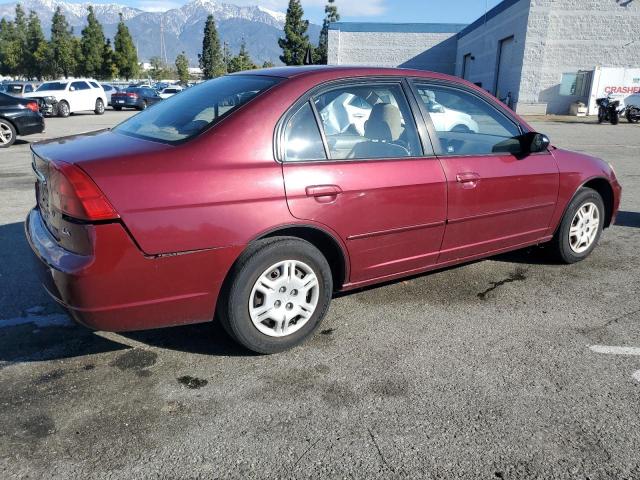 2HGES16582H548952 - 2002 HONDA CIVIC LX BURGUNDY photo 3