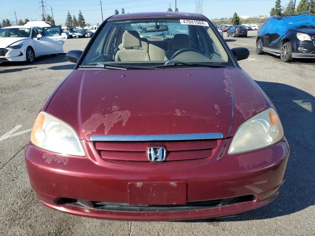 2HGES16582H548952 - 2002 HONDA CIVIC LX BURGUNDY photo 5