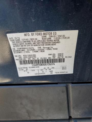 1FAHP2D8XGG126576 - 2016 FORD TAURUS SE BLUE photo 12