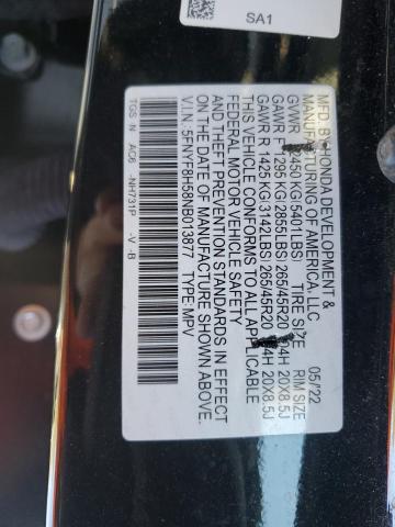 5FNYF8H58NB013877 - 2022 HONDA PASSPORT EXL BLACK photo 14